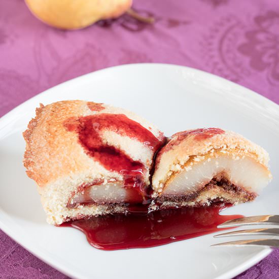 Italian Red Wine Poached Pear Tart