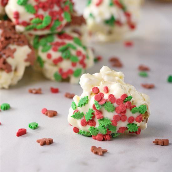 White Chocolate Mini Popcorn Balls