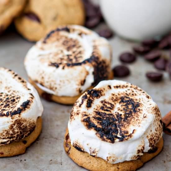 Pumpkin Chocolate Chip Cookie Smores