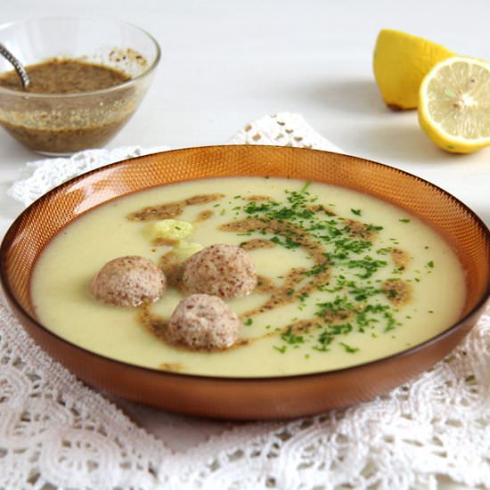 Cauliflower Soup with Almond Balls