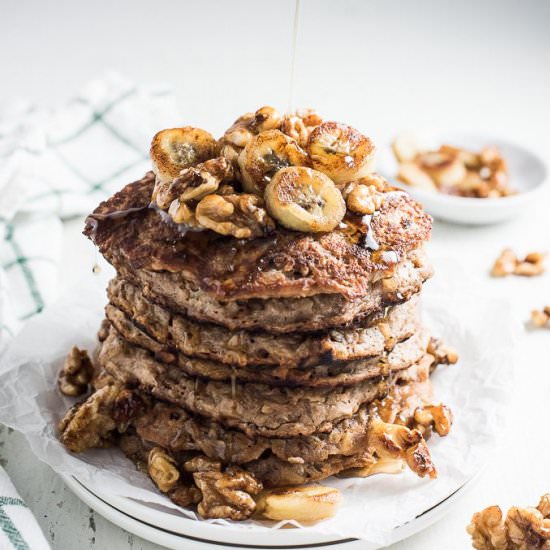 Walnut Banana Protein Pancakes