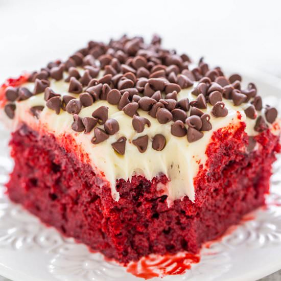 Red Velvet Poke Cake w/ Frosting