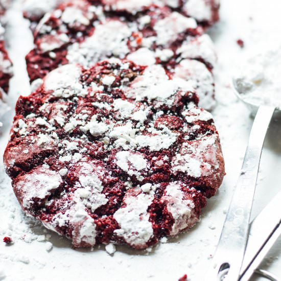 Red Velvet Crinkle Cookies