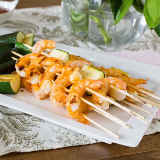 Pineapples Sriracha Shrimp Skewers
