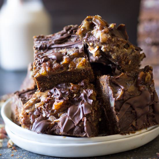 Double Chocolate Turtle Bars