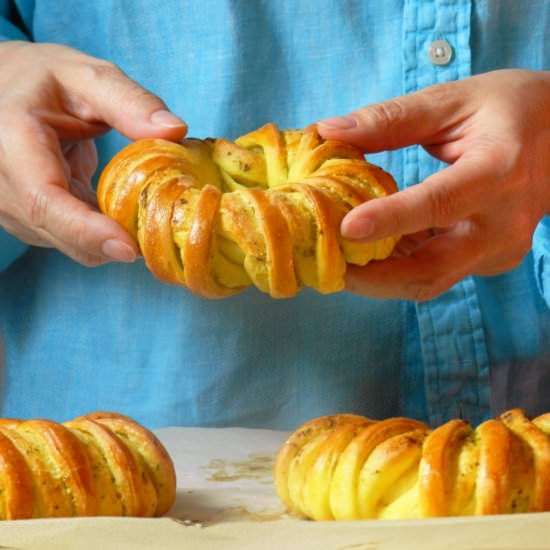 Saffron Buns with Basil Pesto
