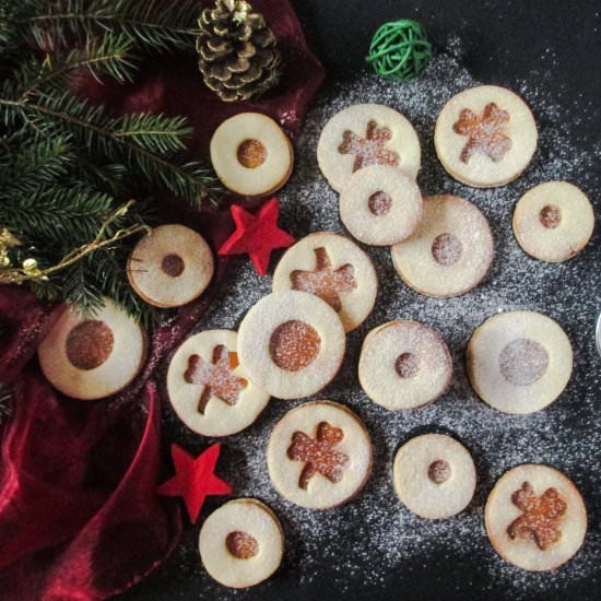 Linzer Cookies with Salted Caramel