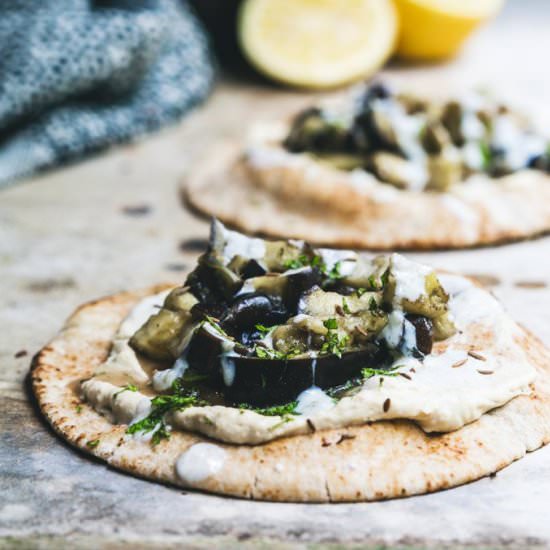 Spiced Eggplant Brunch Pitas