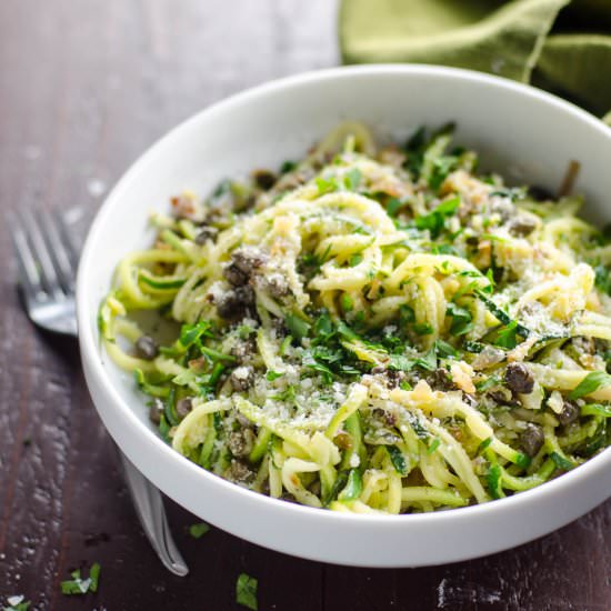 “Zoodles” with Lemon Caper Butter