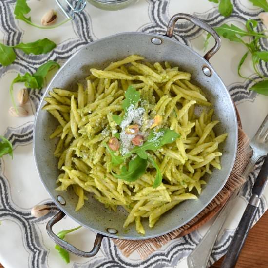 Trofie with Arugula-Pistachio Pesto