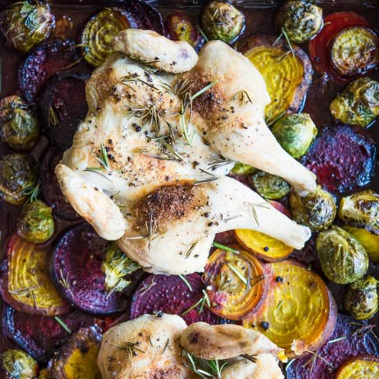 Spatchcock Hen Sheet Pan Dinner