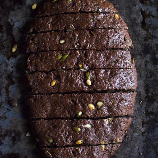 Chocolate Pumpkin Seed Biscotti