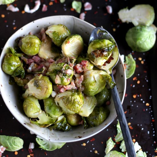 Roasted Brussel Sprouts + Pancetta