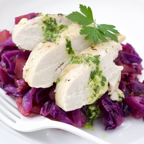 Chicken on braised Red Cabbage