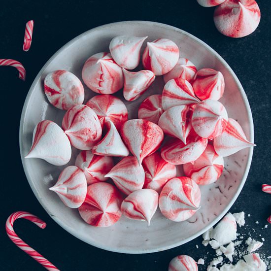 Candy Cane Meringues