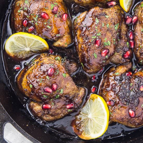 Skillet Honey & Pomegranate Chicken
