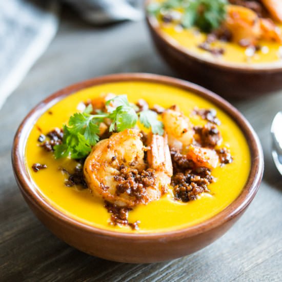 Chorizo Shrimp Kabocha Squash Soup
