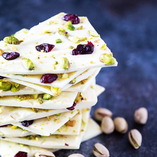Pistachio Cranberry Chocolate Bark