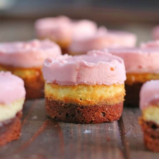 Neapolitan Brownie Cheesecake Bites