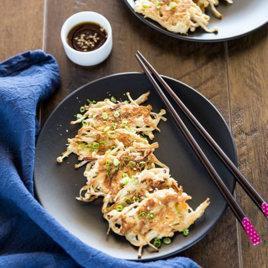 Korean enoki mushroom pancakes