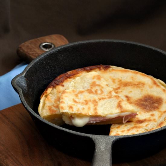 Ham and Cheese Skillet Focaccia
