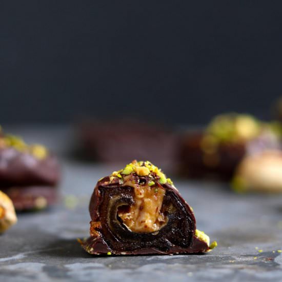 Chocolate Covered Stuffed Dates