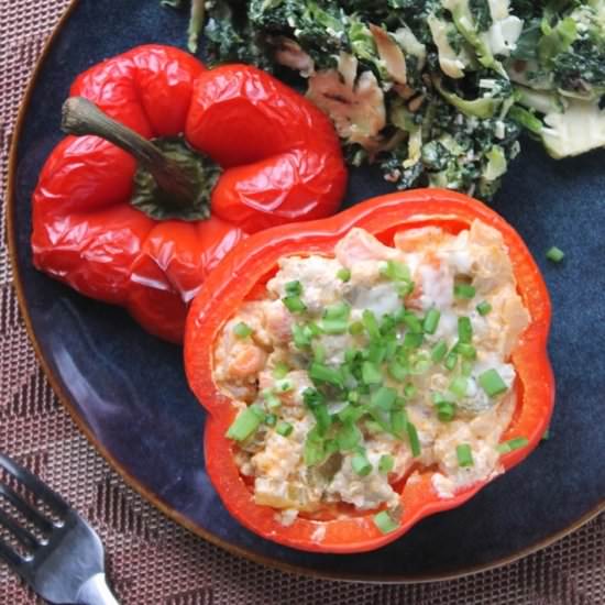Buffalo Chicken & Quinoa Peppers