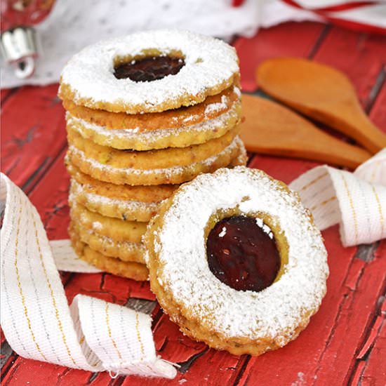 Pistachio Linzer Cookies