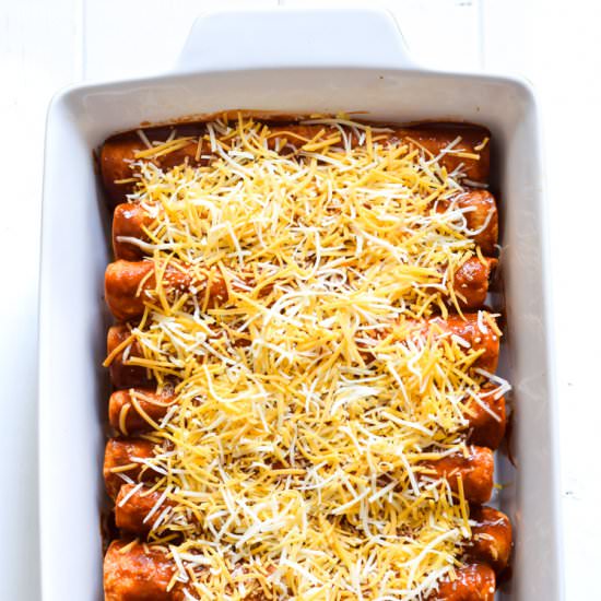 Spinach & Mushroom Red Enchiladas