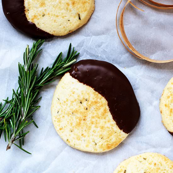 Chocolate Dipped Rosemary Cookies