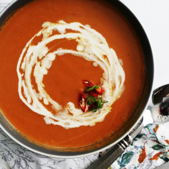 Butter Chicken-Roasted Tomato Soup