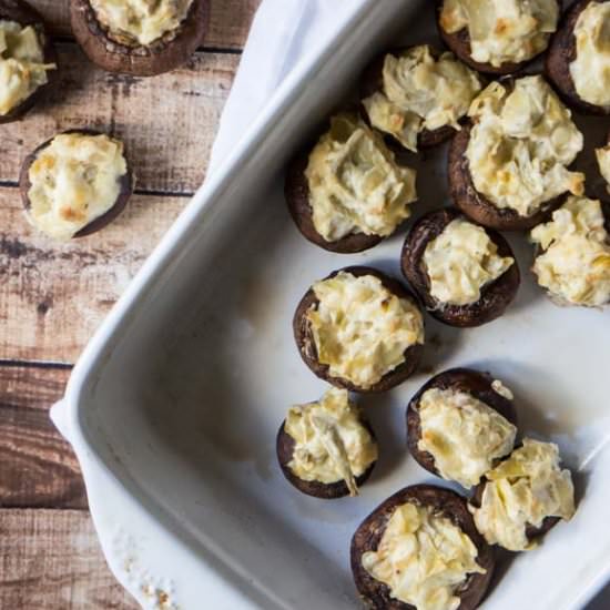 Artichoke Dip Stuffed Mushrooms