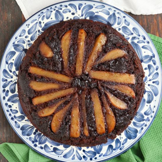 Upside-Down Pear Gingerbread Cake