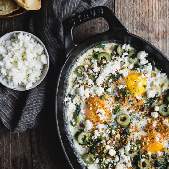 Baked Eggs with Swiss Chard
