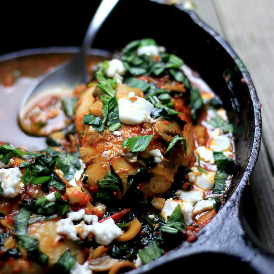 Red Pepper Skillet Chicken & Goat Cheese