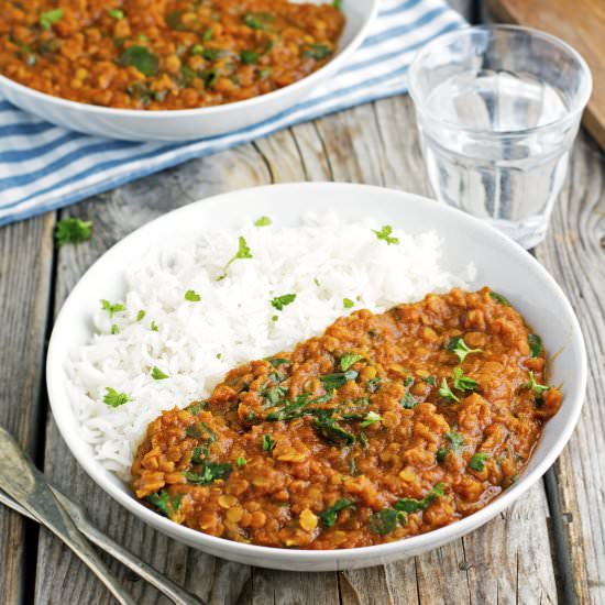 Red Lentil and Spinach Tikka Masala