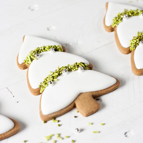 Snowy Evergreen Tree Cookies