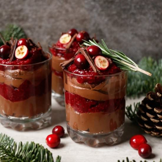Chocolate Cranberry Pudding Parfait