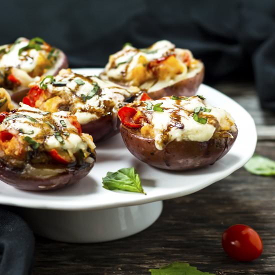 Caprese Stuffed Bake Potato Skins