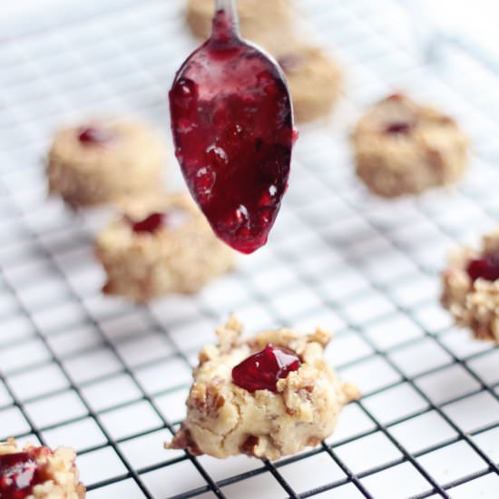 Raspberry Pecan Thumbprint Cookies