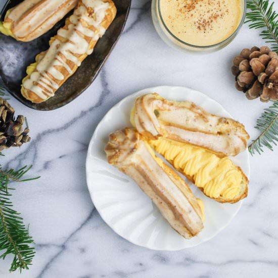 Spiked Eggnog Eclairs