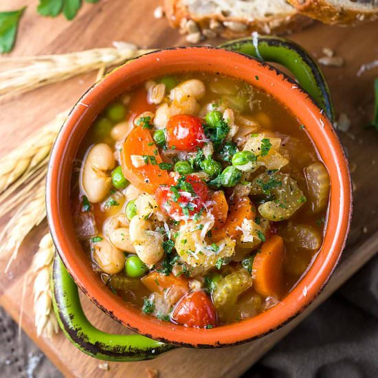 Garden Vegetable Farro Soup