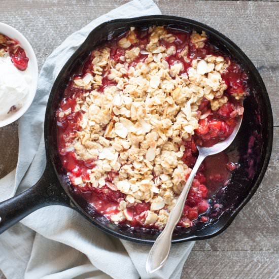 Bourbon and Honey Cherry Crumble