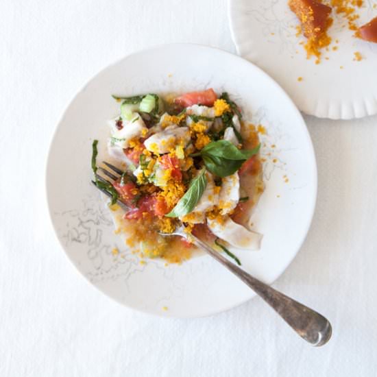 Marinated Seabass with Bottarga