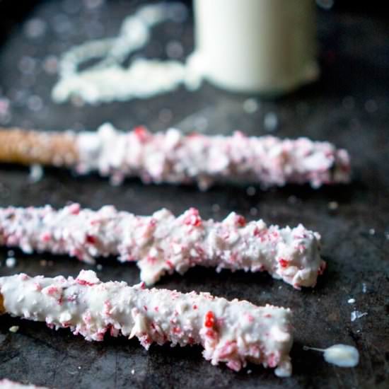 WHITE CHOCOLATE CANDY CANE PRETZEL