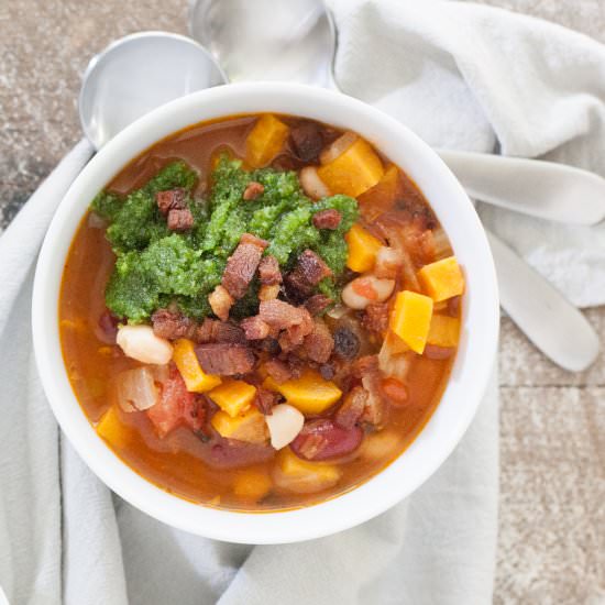 Vegetable Soup with Parsley Pesto