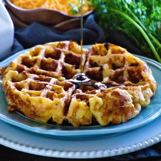 Loaded Egg Bacon Cheese Waffles