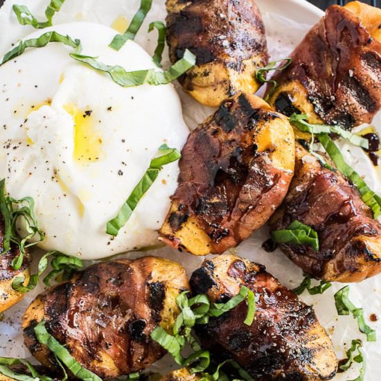 Prosciutto Wrapped Grilled Peaches