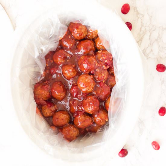 Spicy Cranberry Bacon BBQ Meatballs