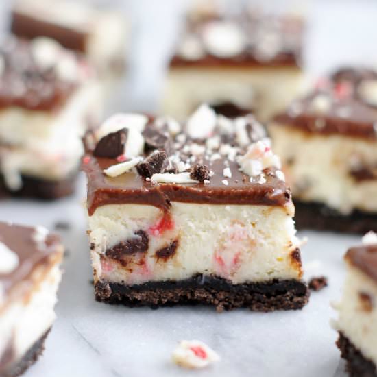 Peppermint Bark Cheesecake Bars